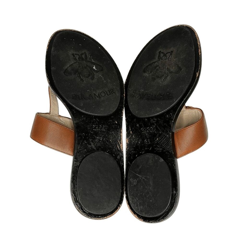 Gucci Marmont Double GG Logo Thong Sandals Brown Leather EU 36 US 6 Flat Slide - Picture 9 of 9